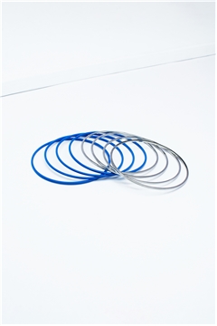 Set Of 8 Blue Silver Bangles