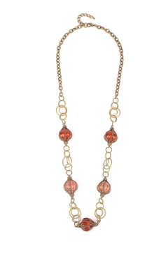 Caramel Glass Drops Chain Necklace