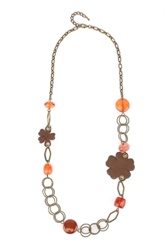 Brown Flower Interlinked Bead Necklace