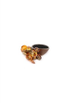 Brown Beads Cluster Single Strap Ring