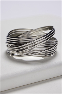 Set Of 12 Inter Locked Silver Bangles