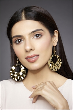 Uneven Surface Gold Hoop Earrings