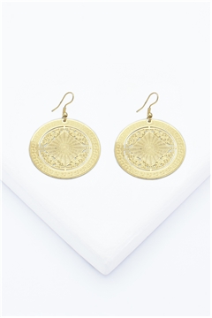Gold Disc Filigree Earring