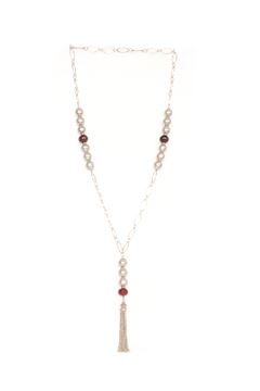 Baroc Gold Plated Cranberry Tassel  Necklace