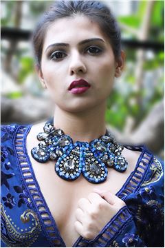 Your Love Affair Blue Crystal Diamante Statement Bib Necklace