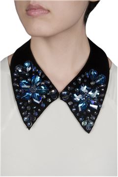 Lady not Lord Blue Floral Crystal Velvet Collar Necklace Lady not Lord Blue Floral Crystal Velvet Collar Necklace
