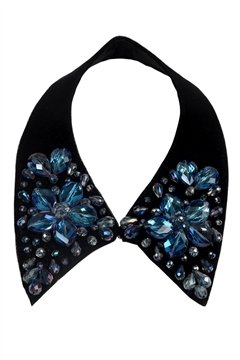Lady not Lord Blue Floral Crystal Velvet Collar Necklace