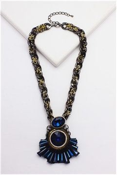 Tiger On A Gold Chain Crystal Pendant Necklace