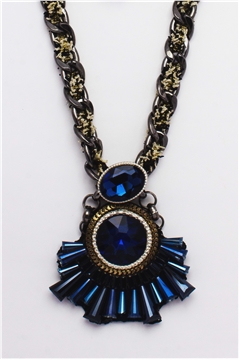 Tiger On A Gold Chain Crystal Pendant Necklace