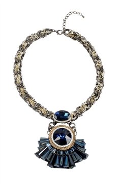 Tiger On A Gold Chain Crystal Pendant Necklace
