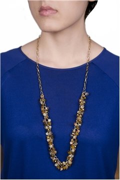 The Flapper Topaz Glass Beads Long Necklace