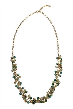 The Charleston Green Tone Glass Bead Long Necklace