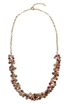 Prohibition Era Red Tone Glass Beads Long Necklace