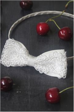 The Constance Embroidered White Bow Hairband