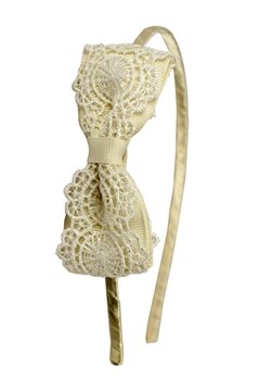 The Constance Embroidered White Bow Hairband