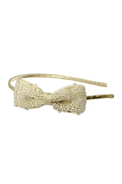 The Constance Embroidered White Bow Hairband