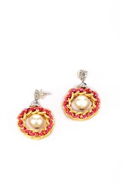 Pearl Drop Diamante Statement Hoop Earrings