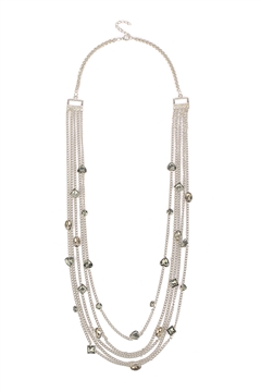 Multi Layered Steel Blue Stone Necklace