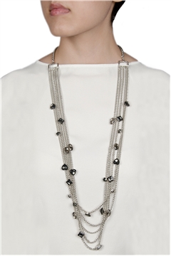 Multi Layered Steel Blue Stone Necklace