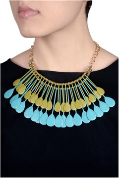 Blue Grotto Metallic Resin Spoon Necklace
