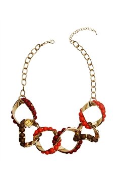 Merlot Interlocked Loops Resin Red Necklace