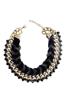 Shades of grey Glass Bead Collar Necklace