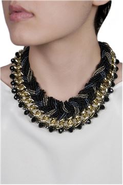 Shades of grey Glass Bead Collar Necklace