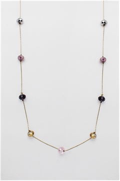 Dainty Blush Pink Glass Bead Long Necklace