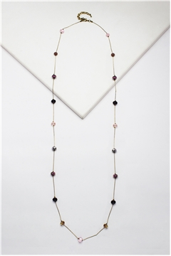 Dainty Blush Pink Glass Bead Long Necklace