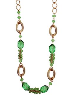 Green Apple Glass Bead Briolette Long Necklace