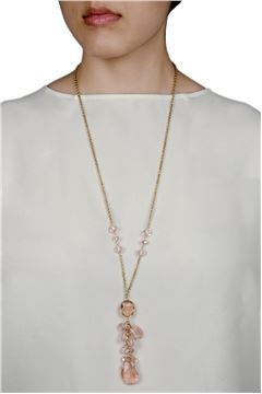 Blushing Mimosa Pink Glass Bead Pendant Necklace Blushing Mimosa Pink Glass Bead Pendant Necklace