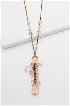 Glass Bead Blushing Mimosa  Pendant Necklace