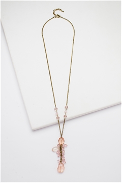 Glass Bead Blushing Mimosa  Pendant Necklace