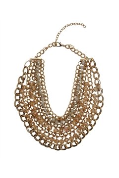 Fields Of Gold Layered Glass Bead Statement Necklace