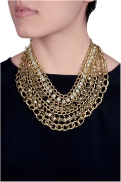 Fields Of Gold Layered Glass Bead Statement Necklace Fields Of Gold Layered Glass Bead Statement Necklace