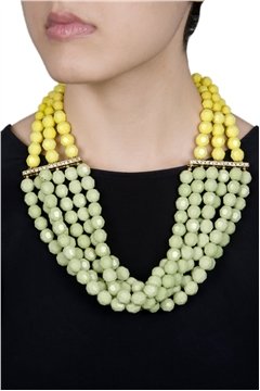 Drops Of Absinthe Yellow Green Resin Bead Chunky Necklace