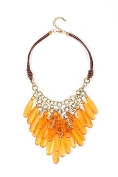 Flaming Orange Cracked Glass Bead Effect Chandelier Necklace