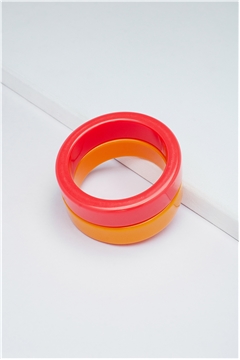 Bittersweet Red Orange Duo Statement Resin Bangles