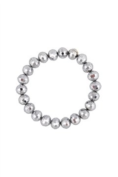 Set of 2 Silver Glass Beads Bracelets