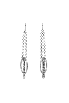 Silver Dual Ring Long Earrings