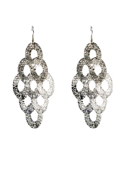 Uneven Textured Silver Chandelier Earrings