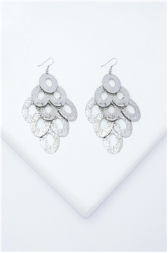 Uneven Textured Silver Chandelier Earrings