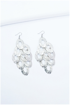 Uneven Textured Silver Chandelier Earrings