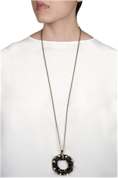 Interwined Antique Gold Diamante Pendant Necklace