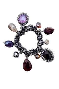 Purple Crystal Flakes Charm Bracelet