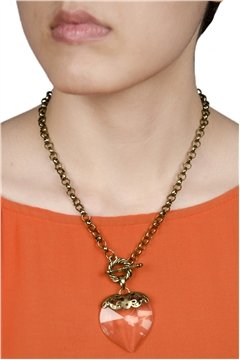 Heart Glass Chain Pendant Necklace