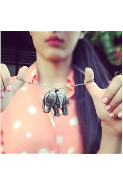 Silver Elephant Diamante Pendant Necklace