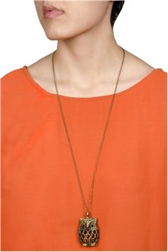 Owl Dull Gold Pendant Necklace