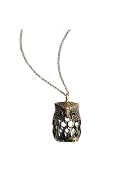 Owl Dull Gold Pendant Necklace