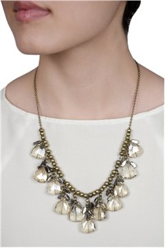 Crystal Drops Princess Antique Gold Choker Necklace